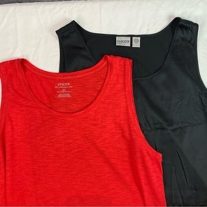 Chicos Sleeveless Tank Top Shell 2 pc bundle Red & Black Sz XL 16 silk & cotton